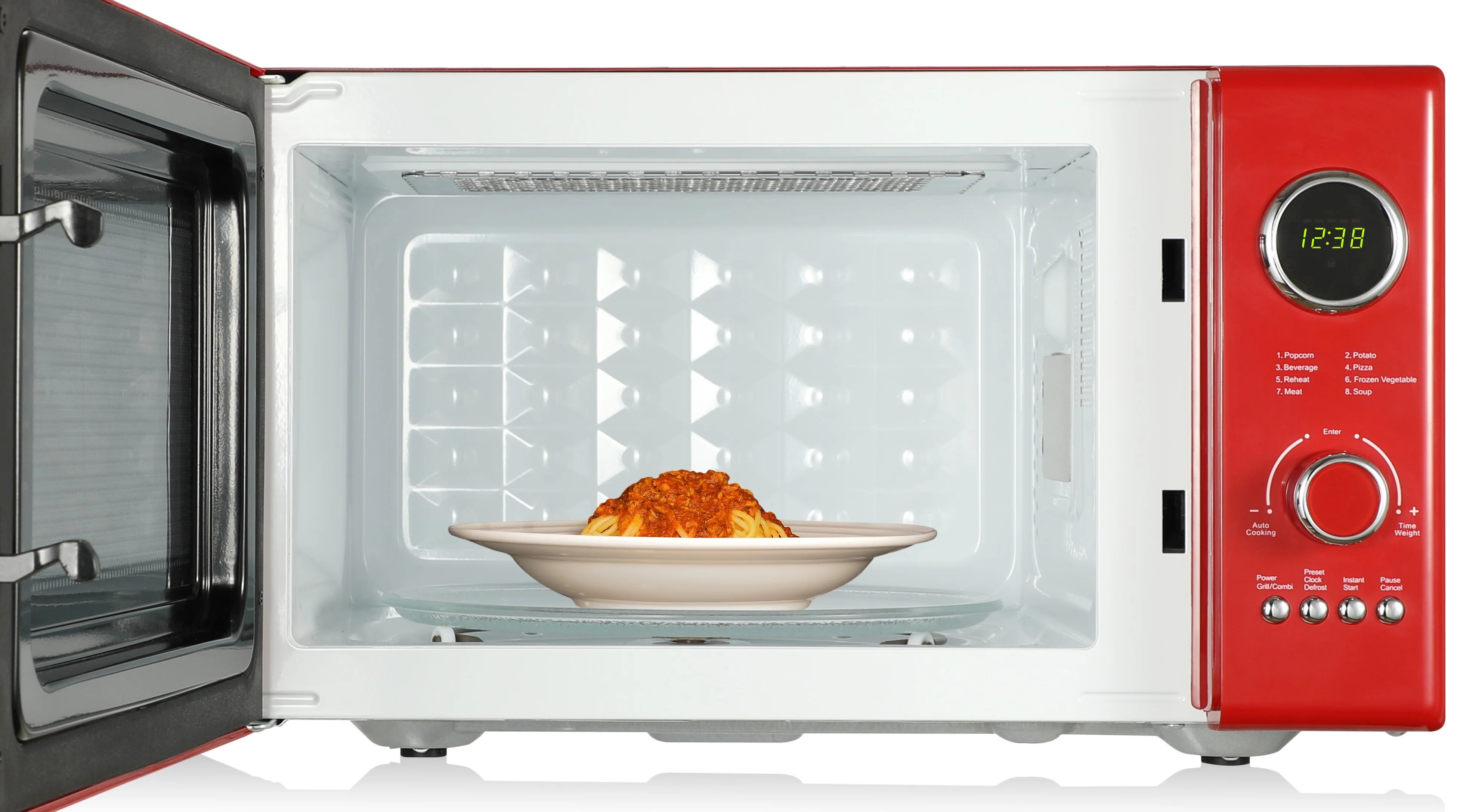 Emerson 0.9 Cu. Ft., 800W Retro Red Microwave Oven with Grill, MWRG0901RD