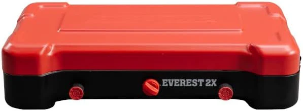 High Output Two-Burner Camp Stove - Lid Doubles as Windscreen - Portable Cooking Stove - For Outdoor Cooking - 20,000 BTU Burners - 215 Sq In Cooking Area