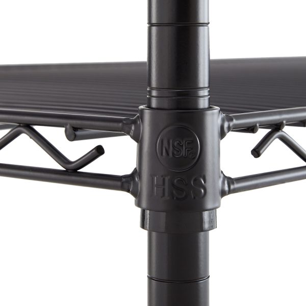 24 Dx72 Wx72 H 4 Shelf Commercial Wire Shelving Black Steel Each Shelf Capacity 1000 lbs