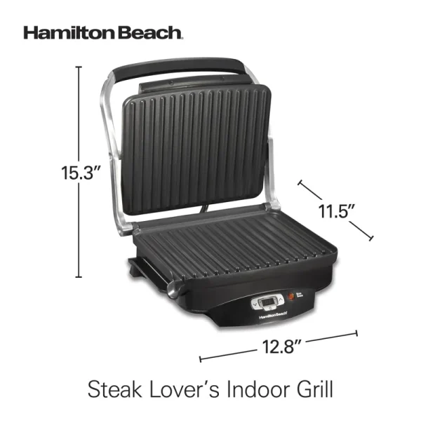 25331 Steak Lover s 100 sq. in. Black Indoor Grill with Lid