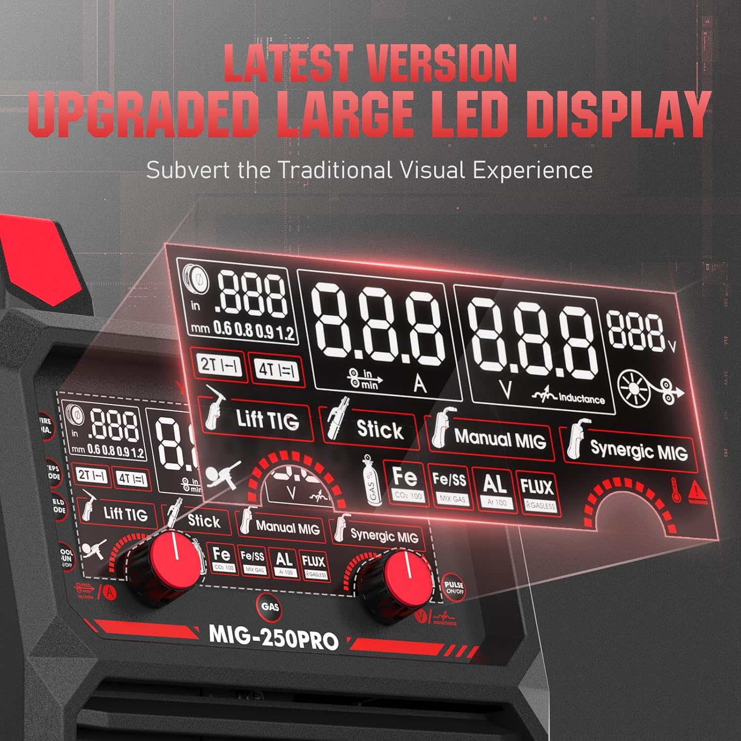 135Amp MIG Welder,110V Flux Core Welder Flux MIG/Lift TIG/Stick 3-in-1 Large LED Digital Display Welding Machine IGBT Inverter Welder FLUX-135PRO