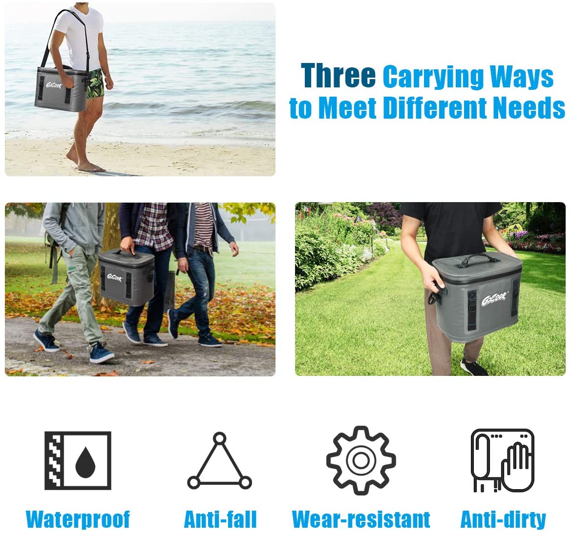 30-Can Portable Cooler Bag, Insulated Soft Camping Cooler