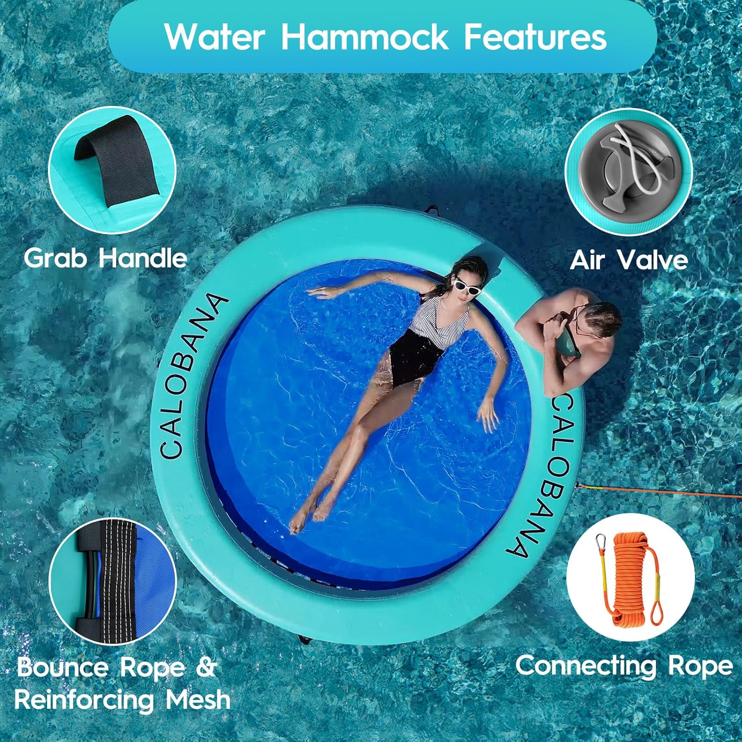 Round Floating Ring Hammock - Heavy Duty Inflatable Raft