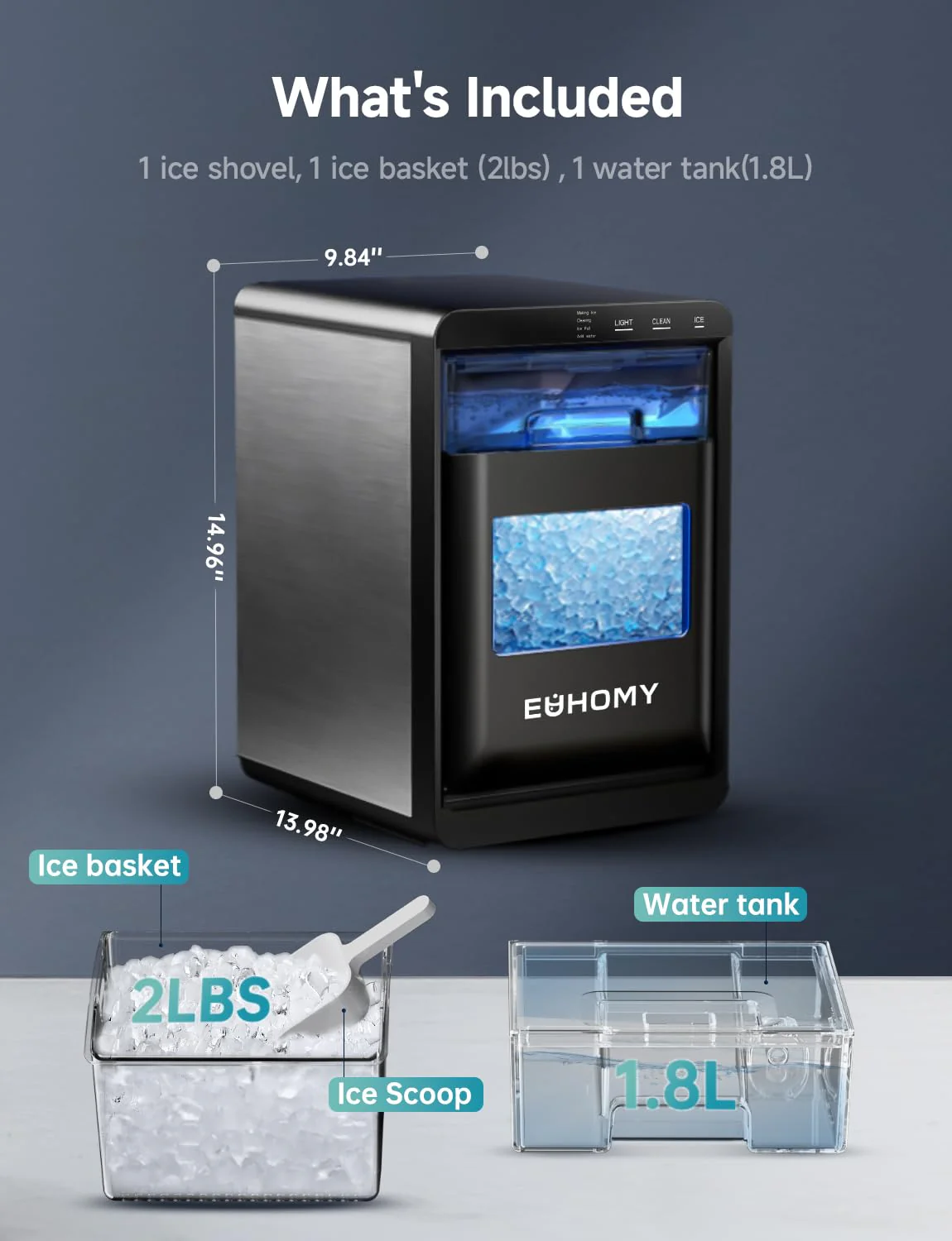 Nugget Ice Maker Countertop 44Lbs/24H Pebble Ice Maker Machine