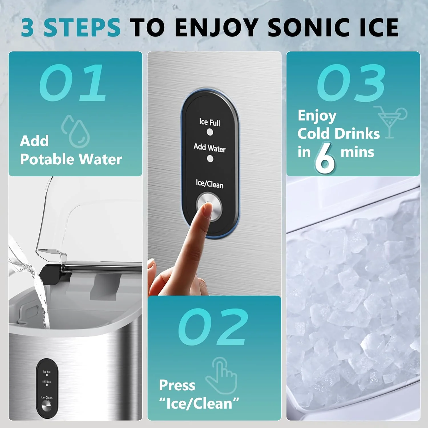 Ice Maker Counter Machine 9 Cubes Ready in 8 Mins