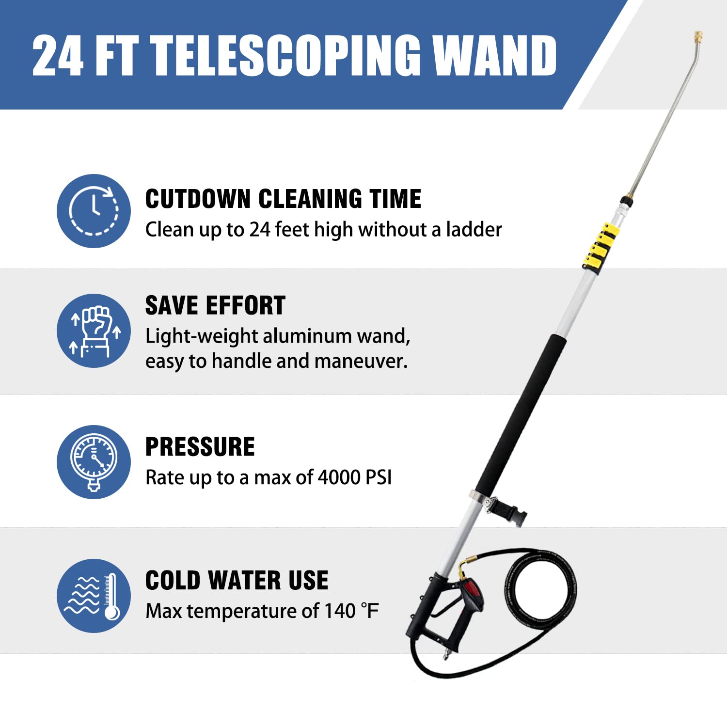 JANZ 24 FT Pressure Washer Telescoping Wand