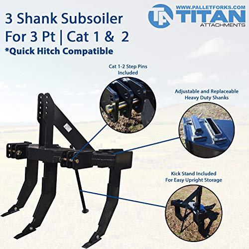 2025 3 Shank Subsoiler Ground Ripper Fits 3 Point Tractor Cat 1 & 2 Quick Hitch Compatible