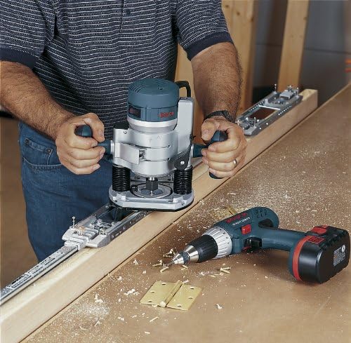 BOSCH 1617EVSPK Wood 12 Amp Router Tool Combo Kit – 2.25 Horsepower Plunge Router & Fixed Base with a Variable Speed