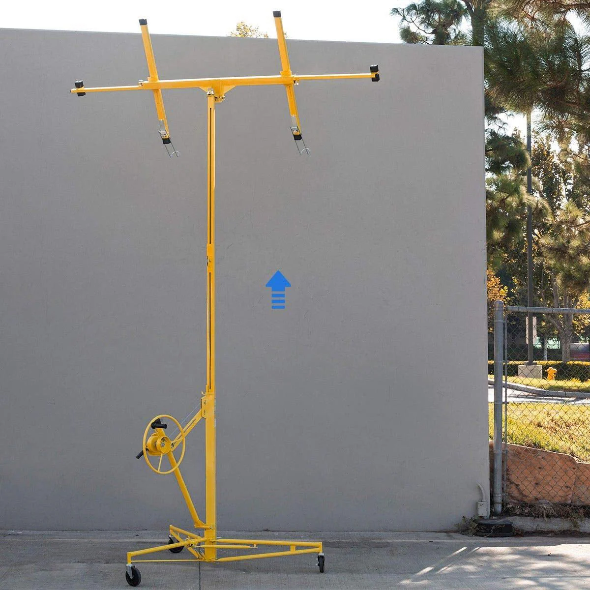2025 Stark USA 65044 65044 Drywall Lift 11' Yellow Rolling Sheetrock Panel Hoist Jack