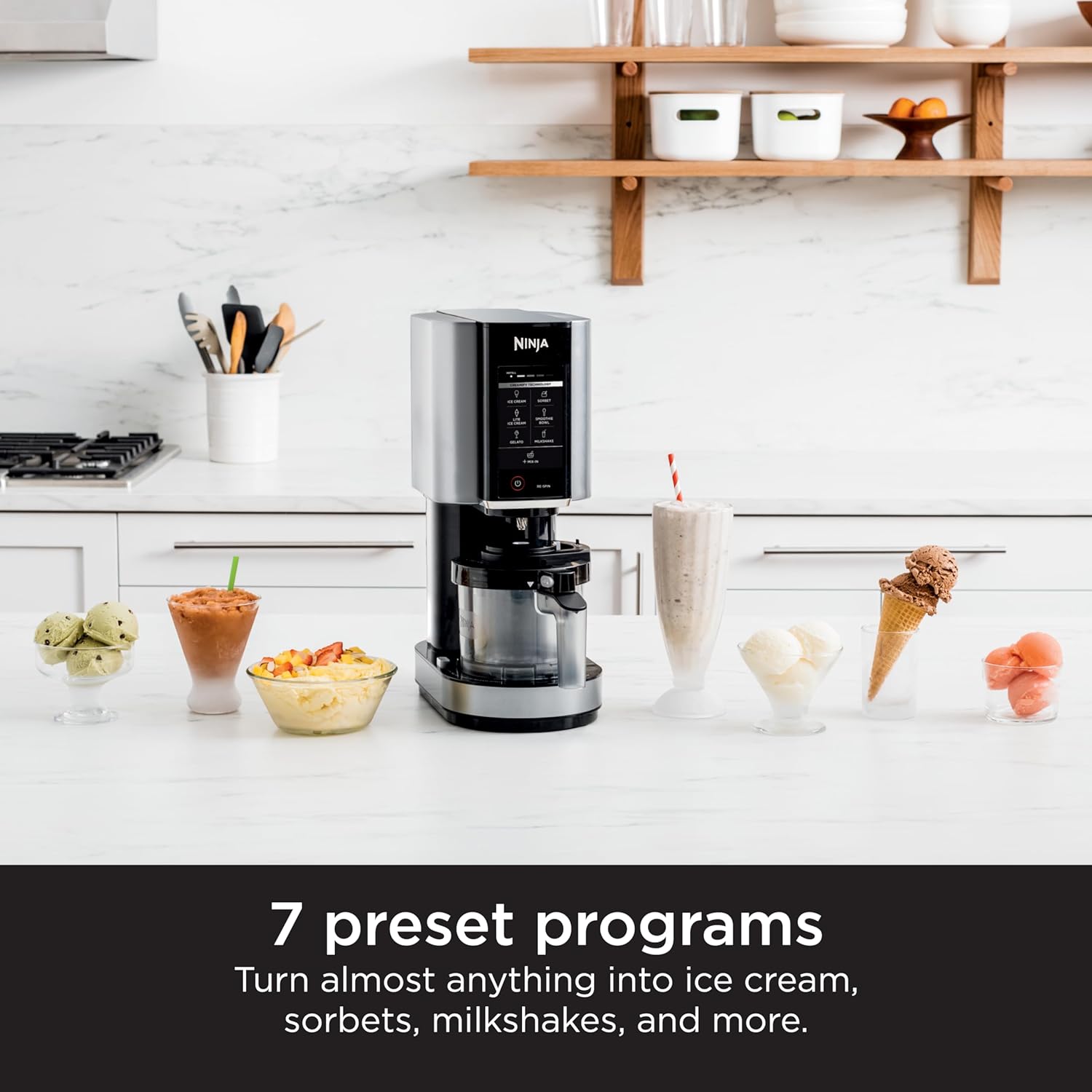 2025 NC301 CREAMi Ice Cream Maker, for Gelato, Mix-ins, Milkshakes, Sorbet, Smoothie Bowls & More, 7 One-Touch Programs, with (2) Pint Containers & Lids, Compact Size, Perfect for Kids, Silver