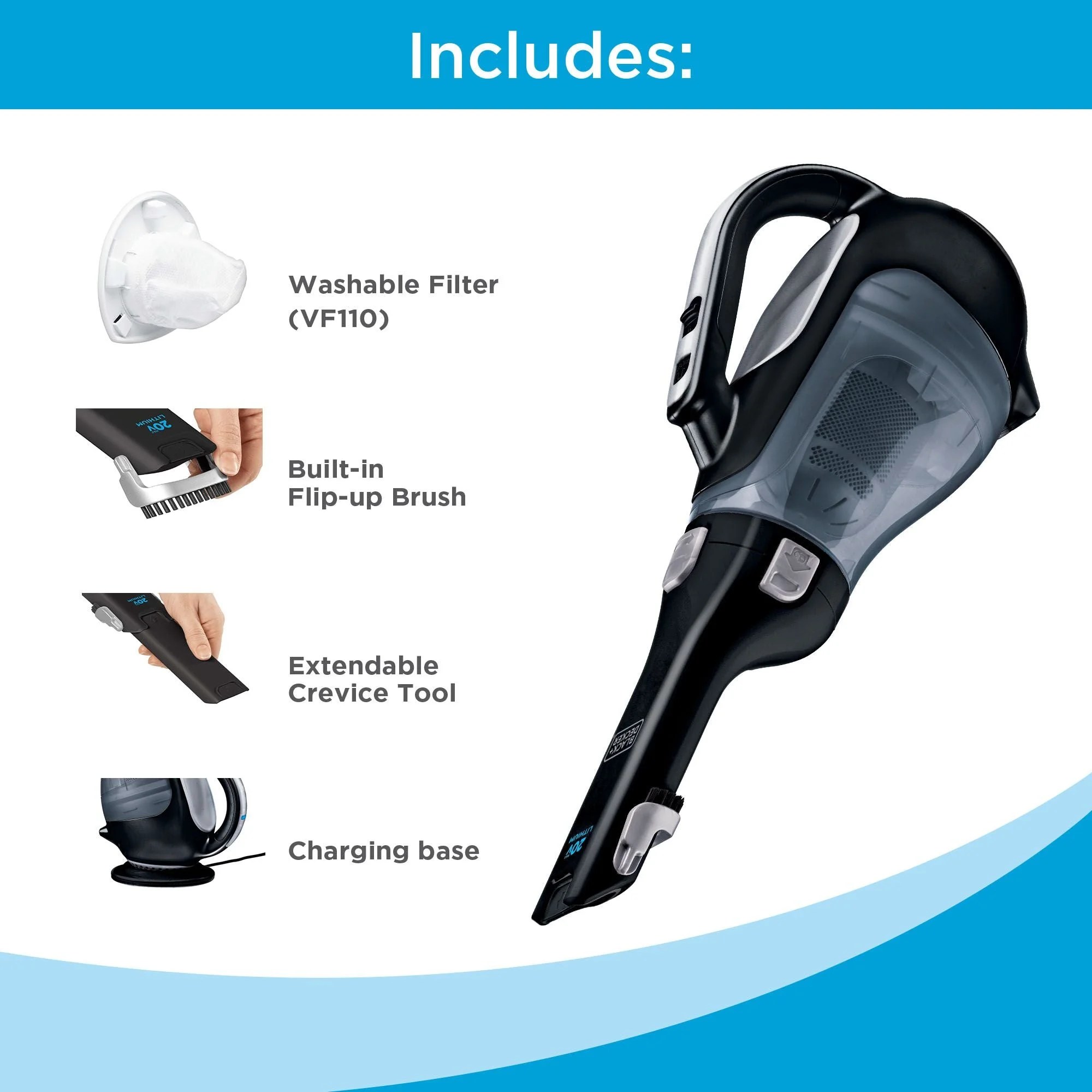 BLACK+DECKER 20V MAX* Lithium Handheld Vacuum, BDH2000L