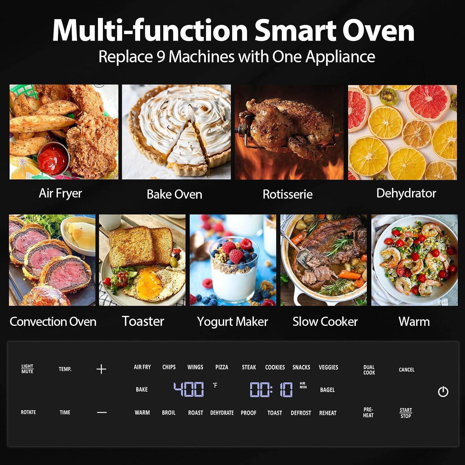 2025 Extra Large Air Fryer, 19-in-1 Air Fryer Oven Combo