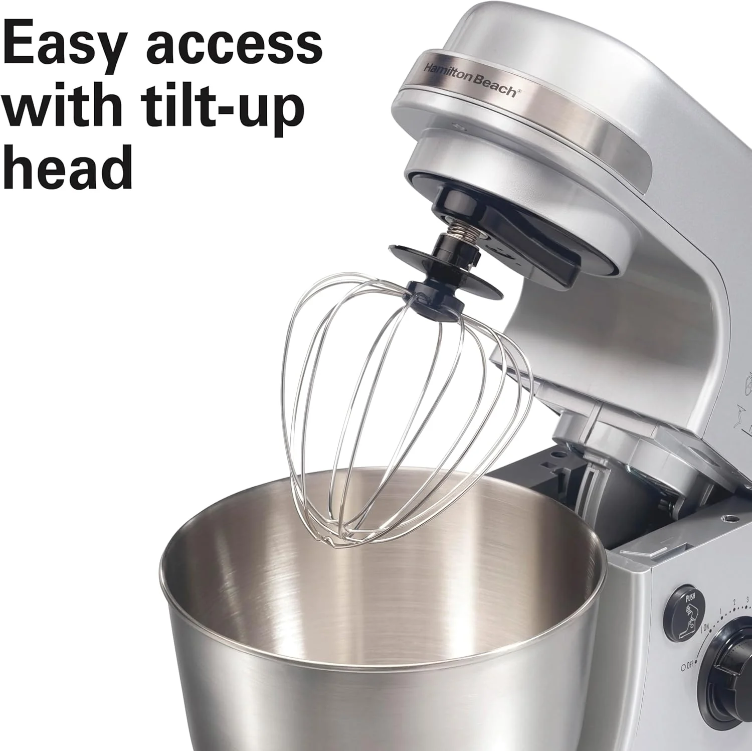 Hamilton Beach Electric Stand Mixer, 4 Quarts, Dough Hook, Flat Beater Attachments, Splash Guard 7 Speeds with Whisk, Black