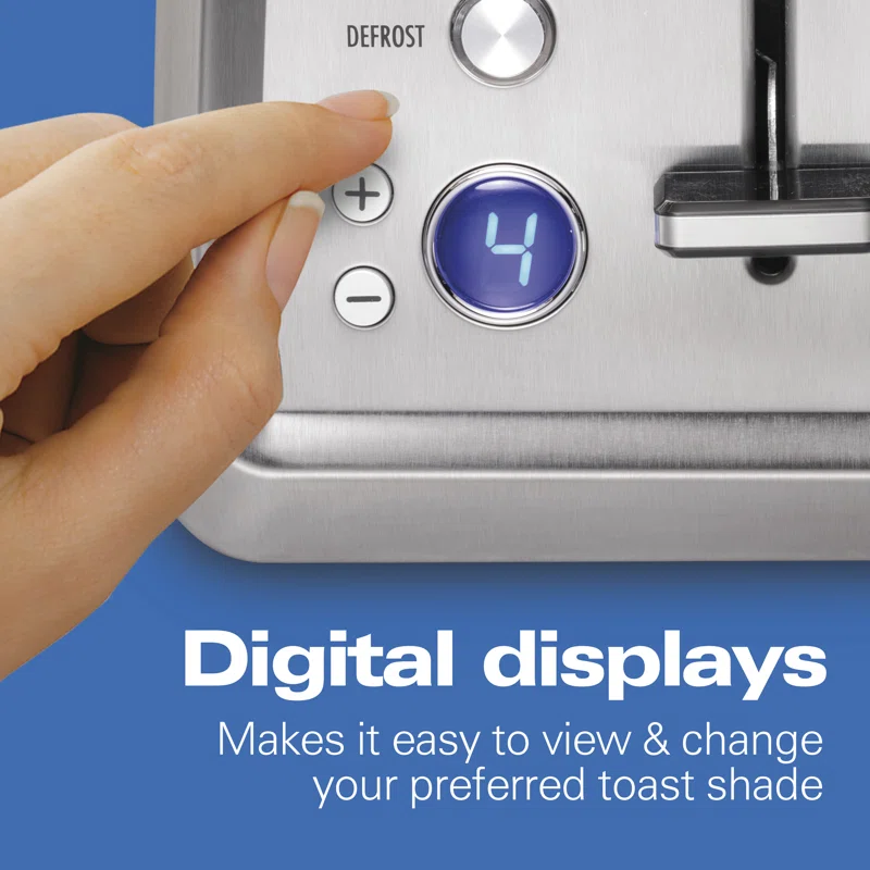 24796 1560 W 4-Slice Stainless Steel Wide Slot Toaster with Digital Display