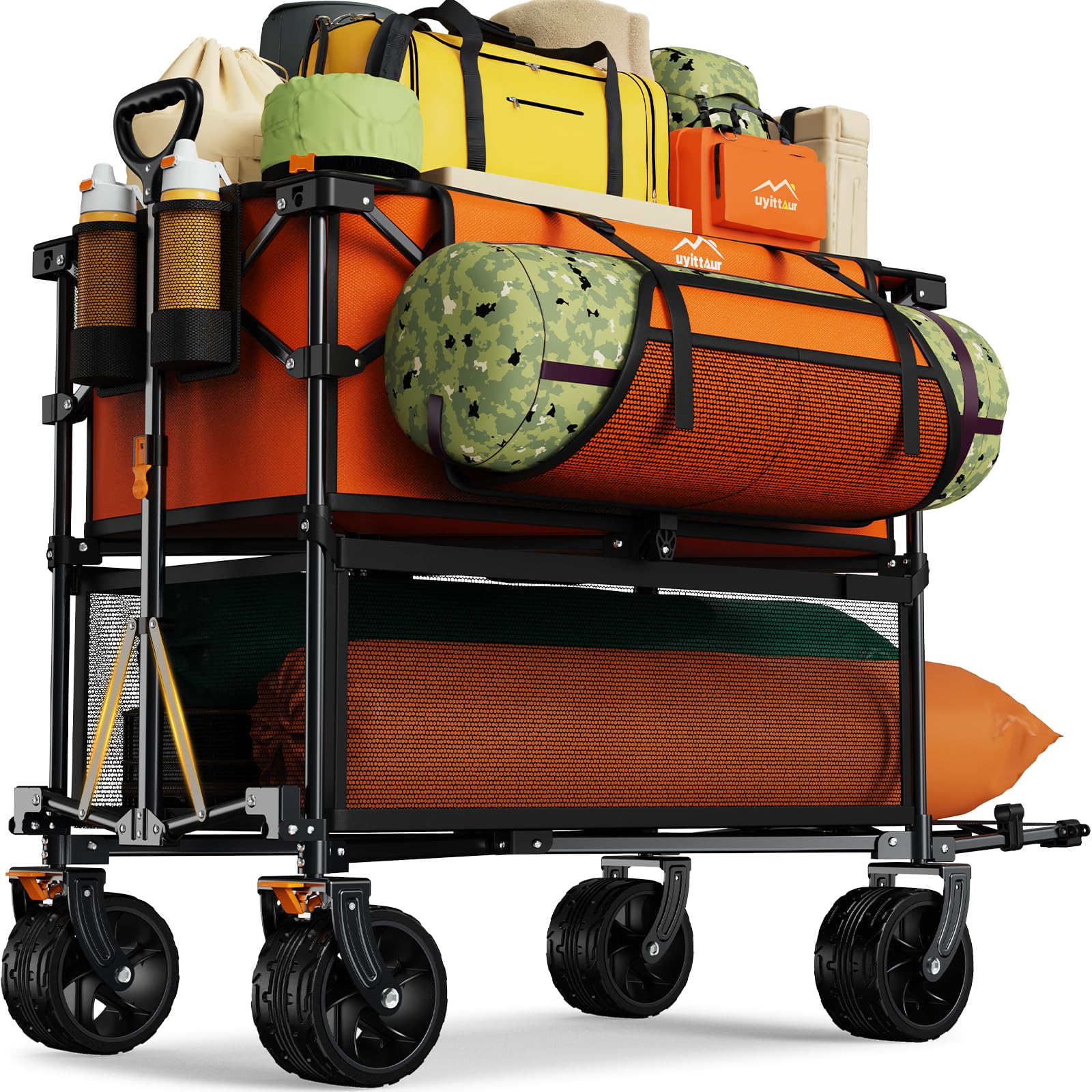 Uyittour Foldable 50''L Extra Long Double Decker Wagon for Sport