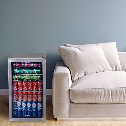 NewAir Beverage Refrigerator Cooler | 126 Cans Free Standing with Right Hinge Glass Door