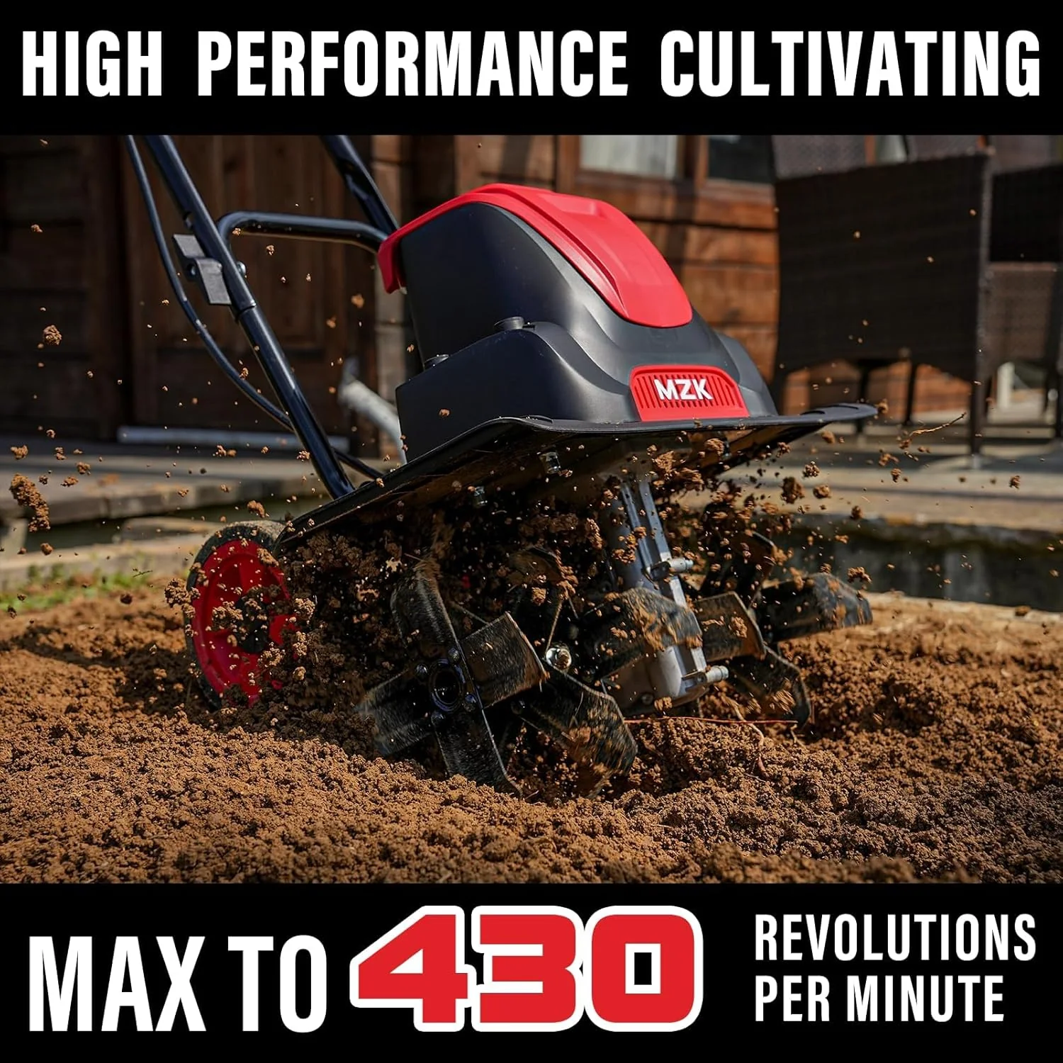MZK 18-Inch 13-Amp Corded Electric Cultivator with Adjustable Wheels