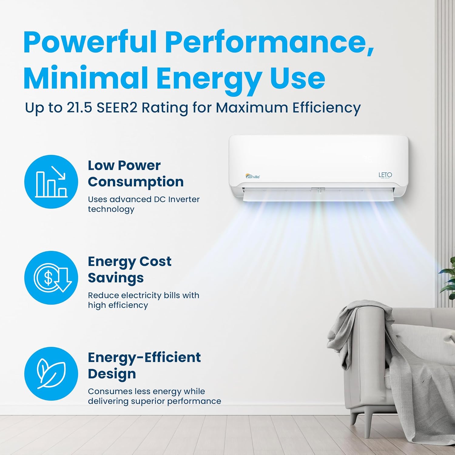 Leto Mini Split Air Conditioner Heat Pump 24000 BTU