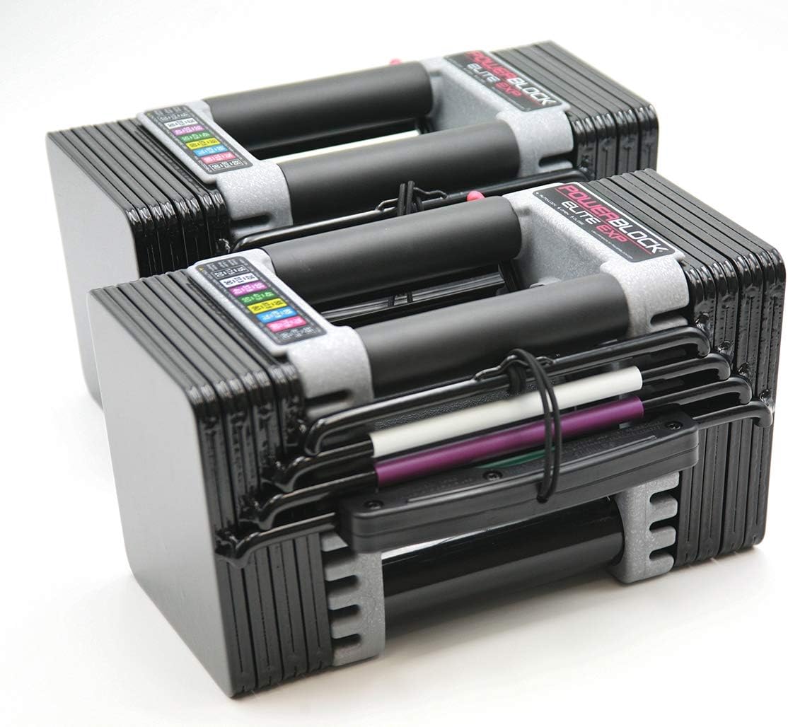 Elite Exp Adjustable Dumbbells 5-50 Lbs, Pair