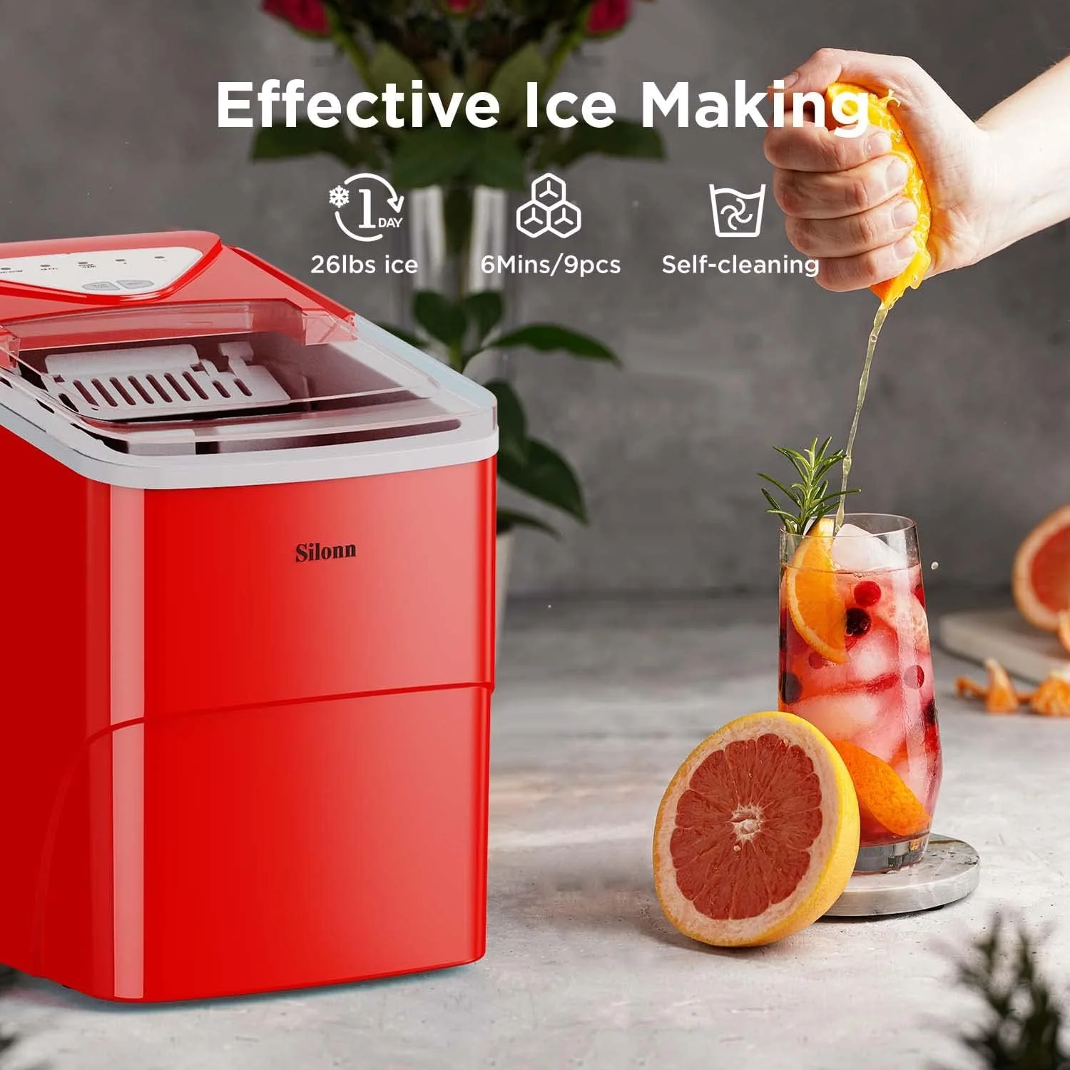 Nugget Ice Maker Countertop Pebble Ice Maker with Soft Chewable Ice
