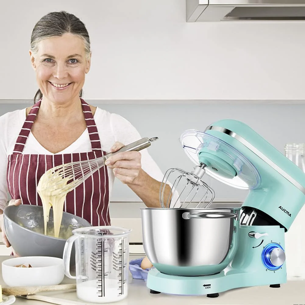 Aucma Stand Mixer,6.5-QT 660W 6-Speed Tilt-Head Food Mixer, Kitchen Electric Mixer with Dough Hook