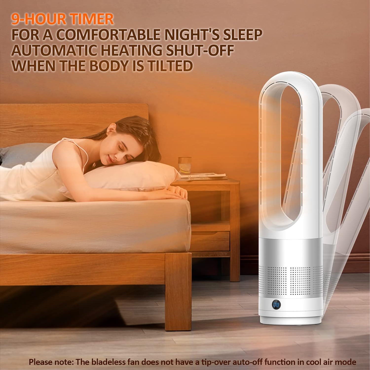 Bladeless tower fan for bedroom, kitchen, office