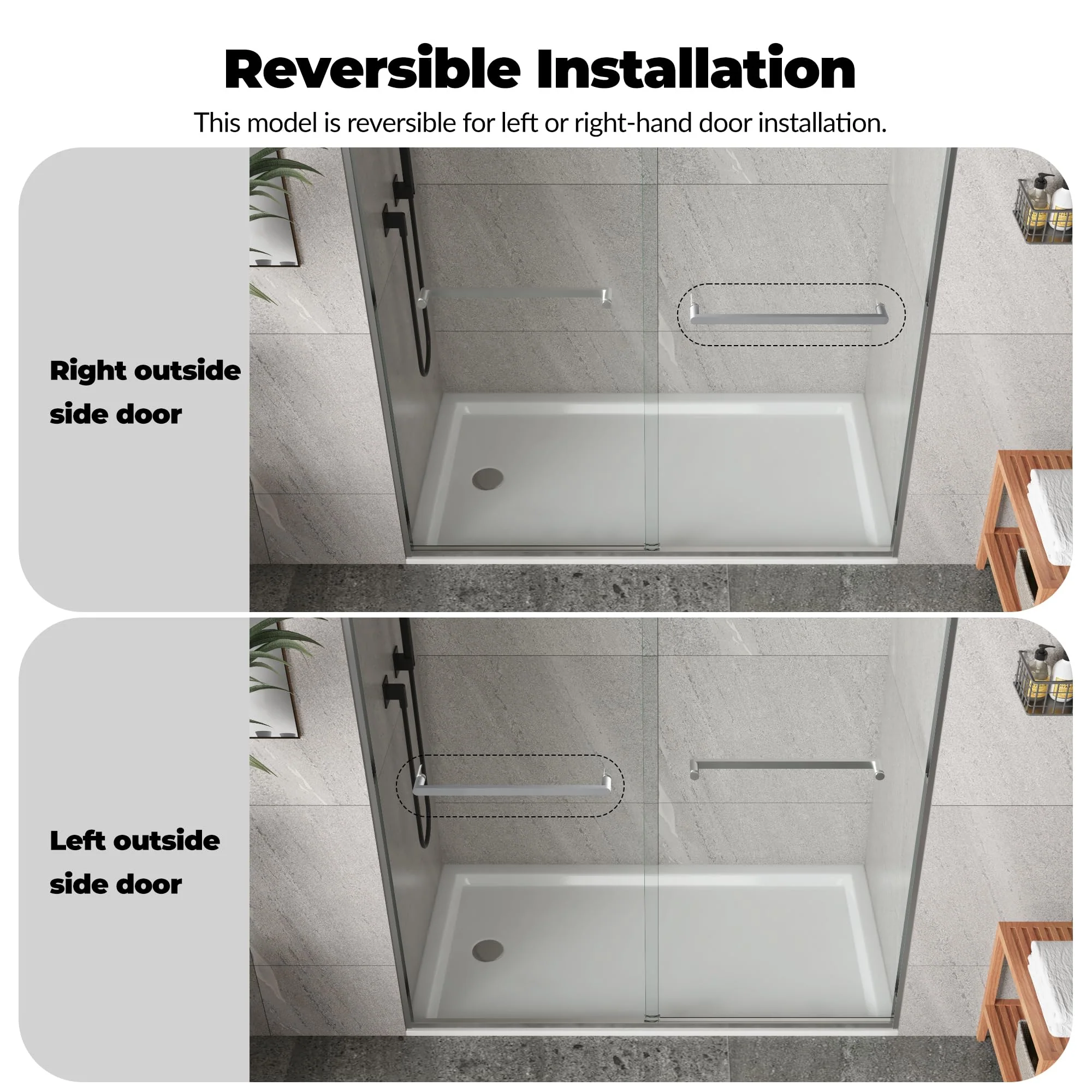 2025 Garvee Frameless Sliding Shower Door,56-60