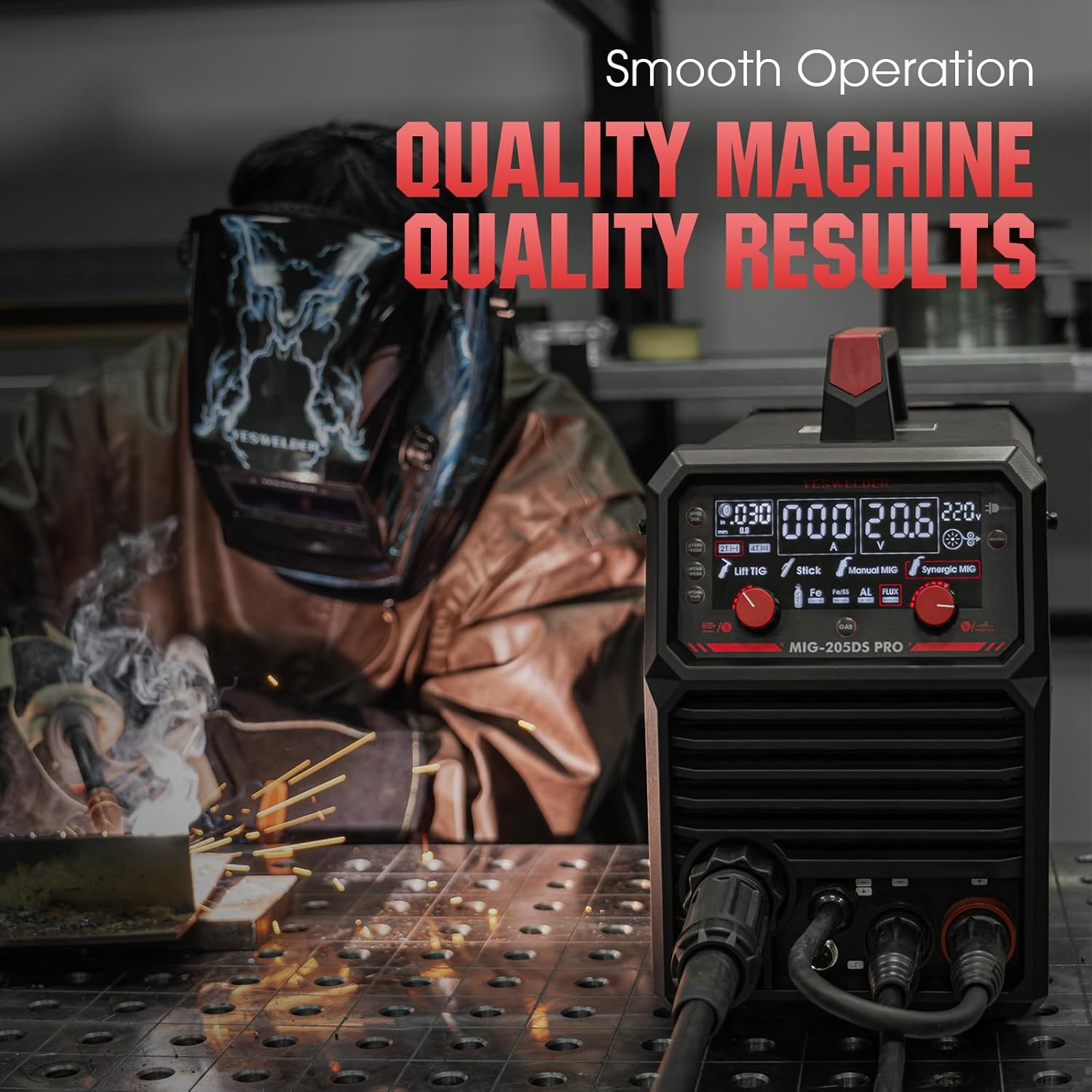 135Amp MIG Welder,110V Flux Core Welder Flux MIG/Lift TIG/Stick 3-in-1 Large LED Digital Display Welding Machine IGBT Inverter Welder FLUX-135PRO