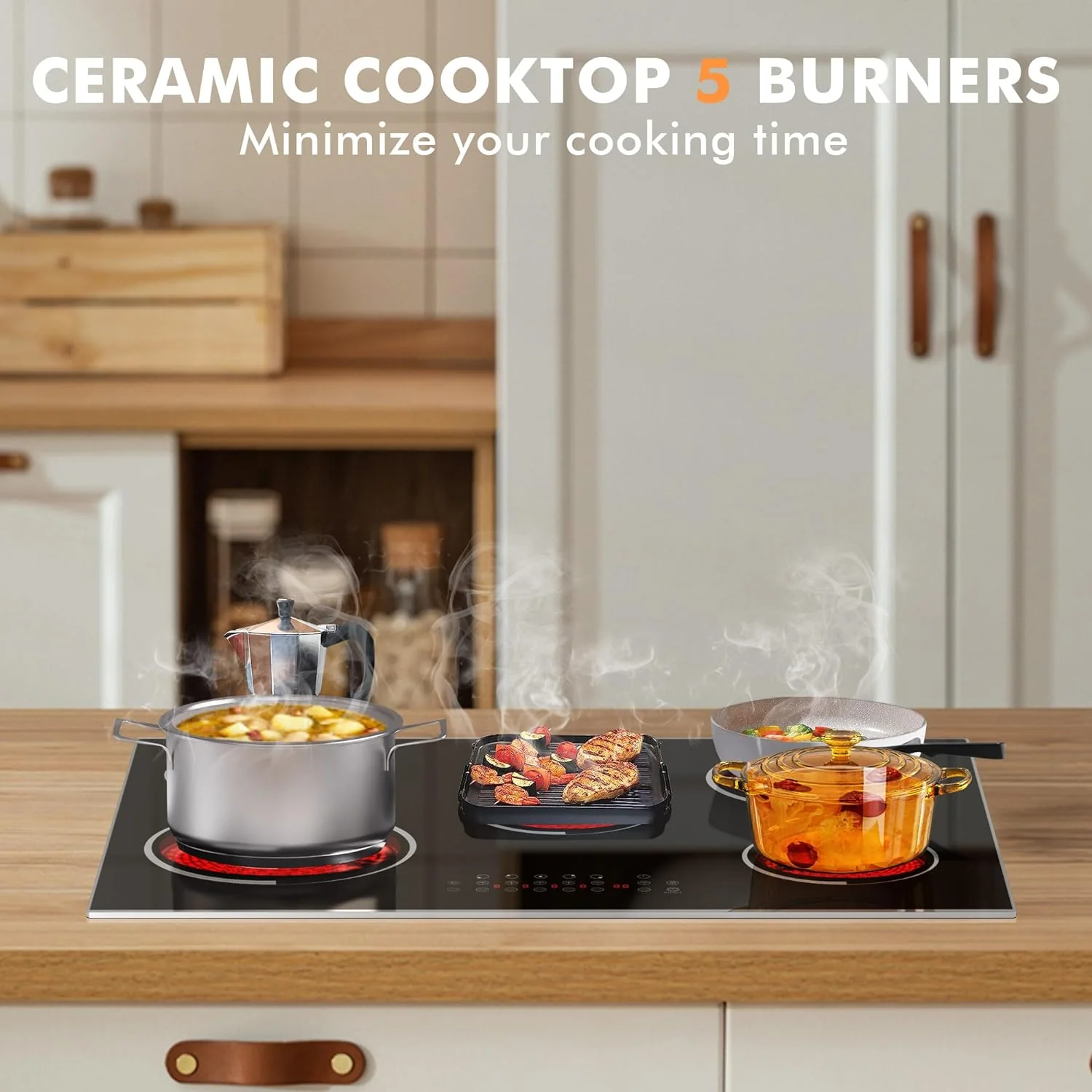 Electric Cooktop 30 Inch - 5 Burners Built-in Ceramic Cooktop, 30