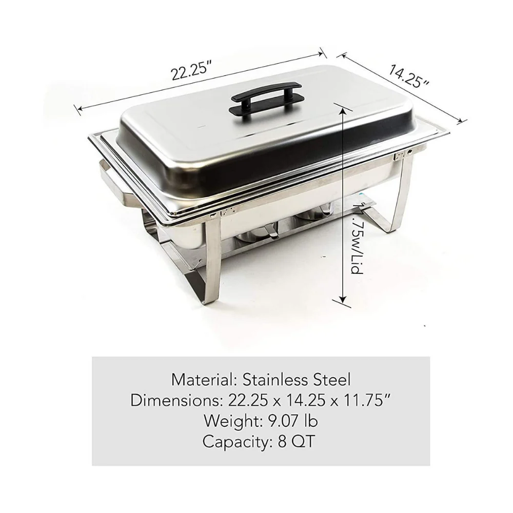 4 Pack 8 Quart Stainless Steel Chafing Dish