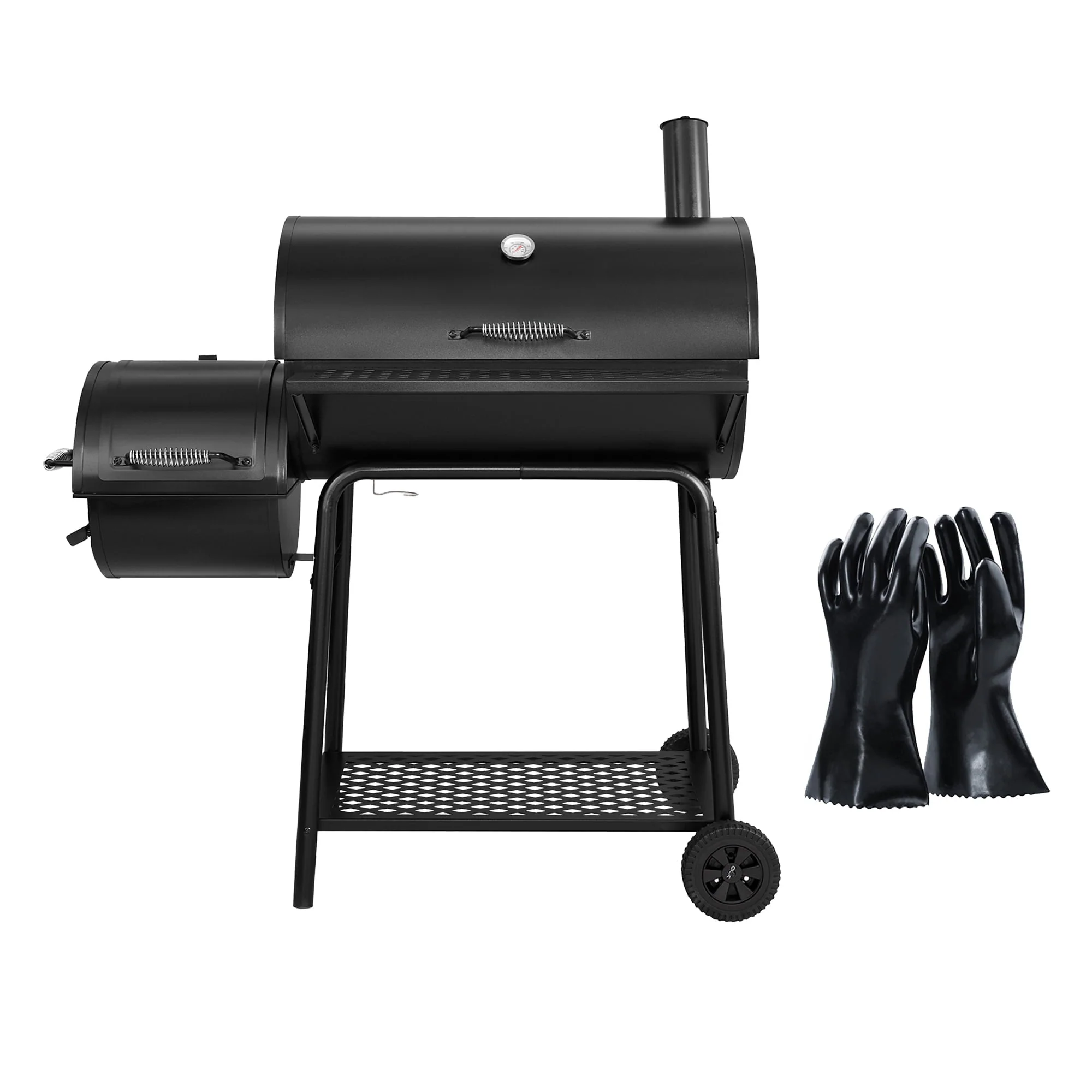 Charcoal Grill with Offset Smoker with High Heat-Resistant BBQ Gloves