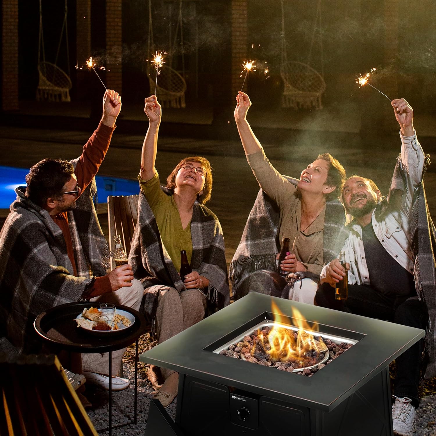 2025 Four Seasons Patio Dual Heat 50,000 BTU Square Gas Fire Pit