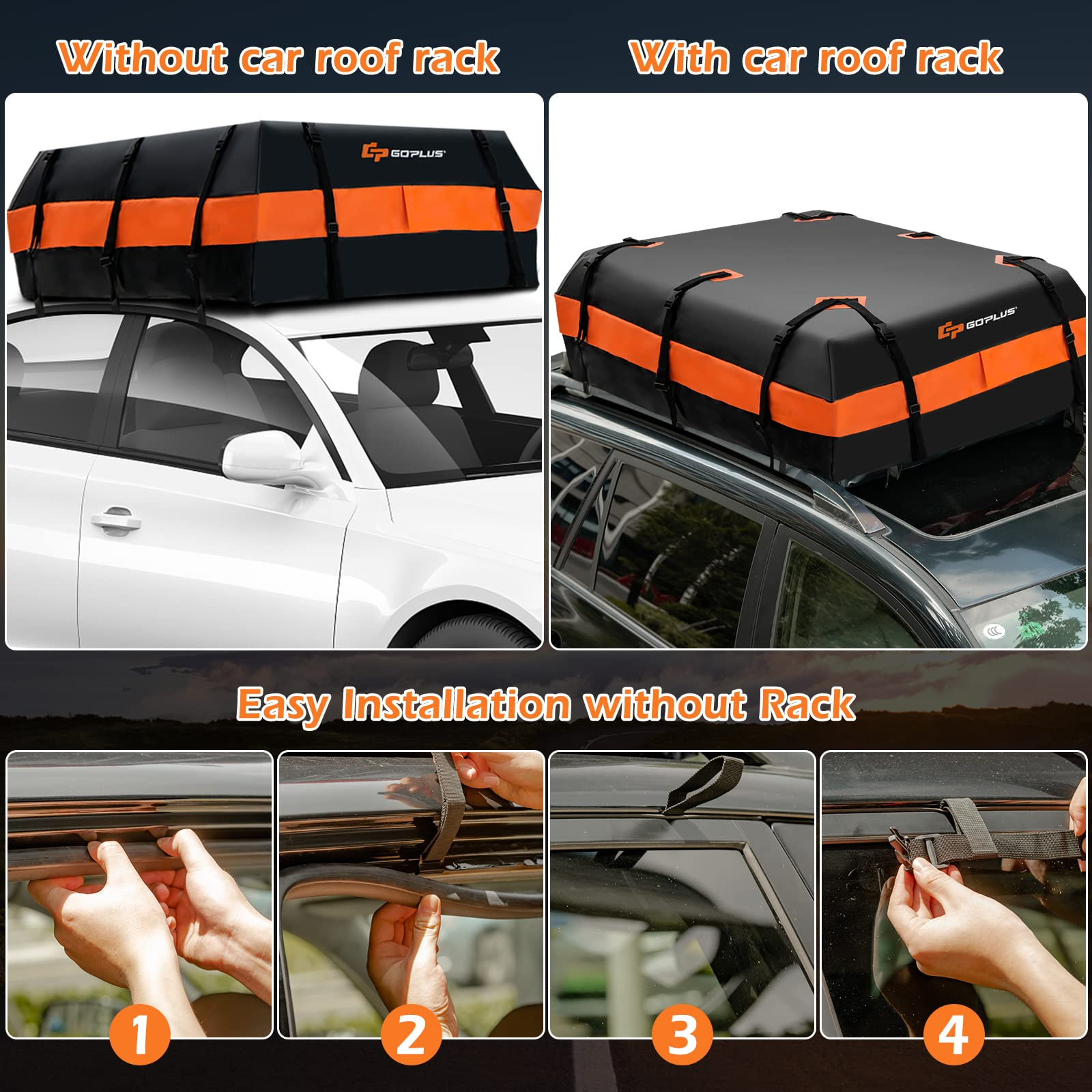 2025 Car Rooftop Cargo Carrier Bag, 21 Cubic 100% Waterproof Soft Car Roof Bag for All Vehicles with/Without Rack