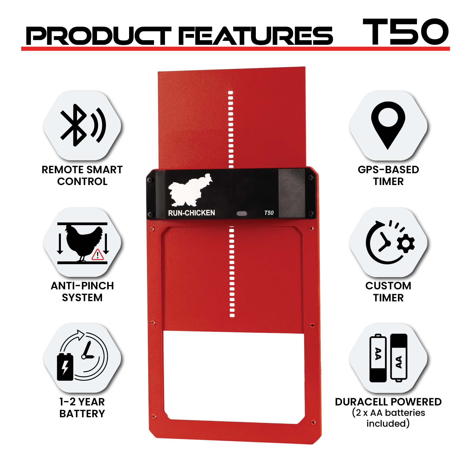 Run Chicken Door Model T50 (Red)