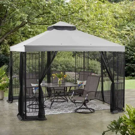 Mainstays 10' x 10' Grey Easy Assembly Steel Garden Gazebo
