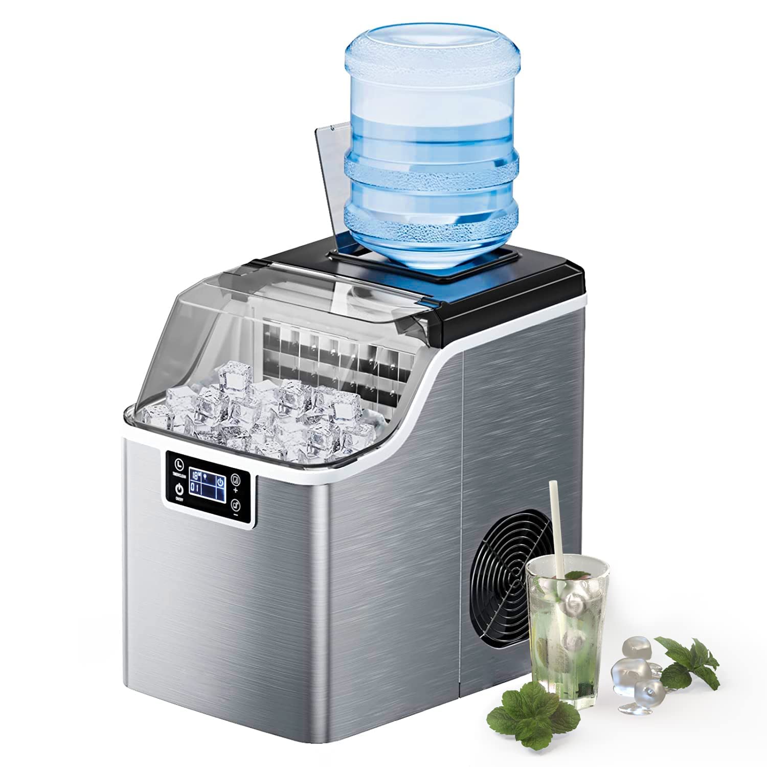 2025 Countertop Ice Maker Machine, 45 Lbs/24H, 24 Pcs/13 Mins, 2 Ways to Add Water