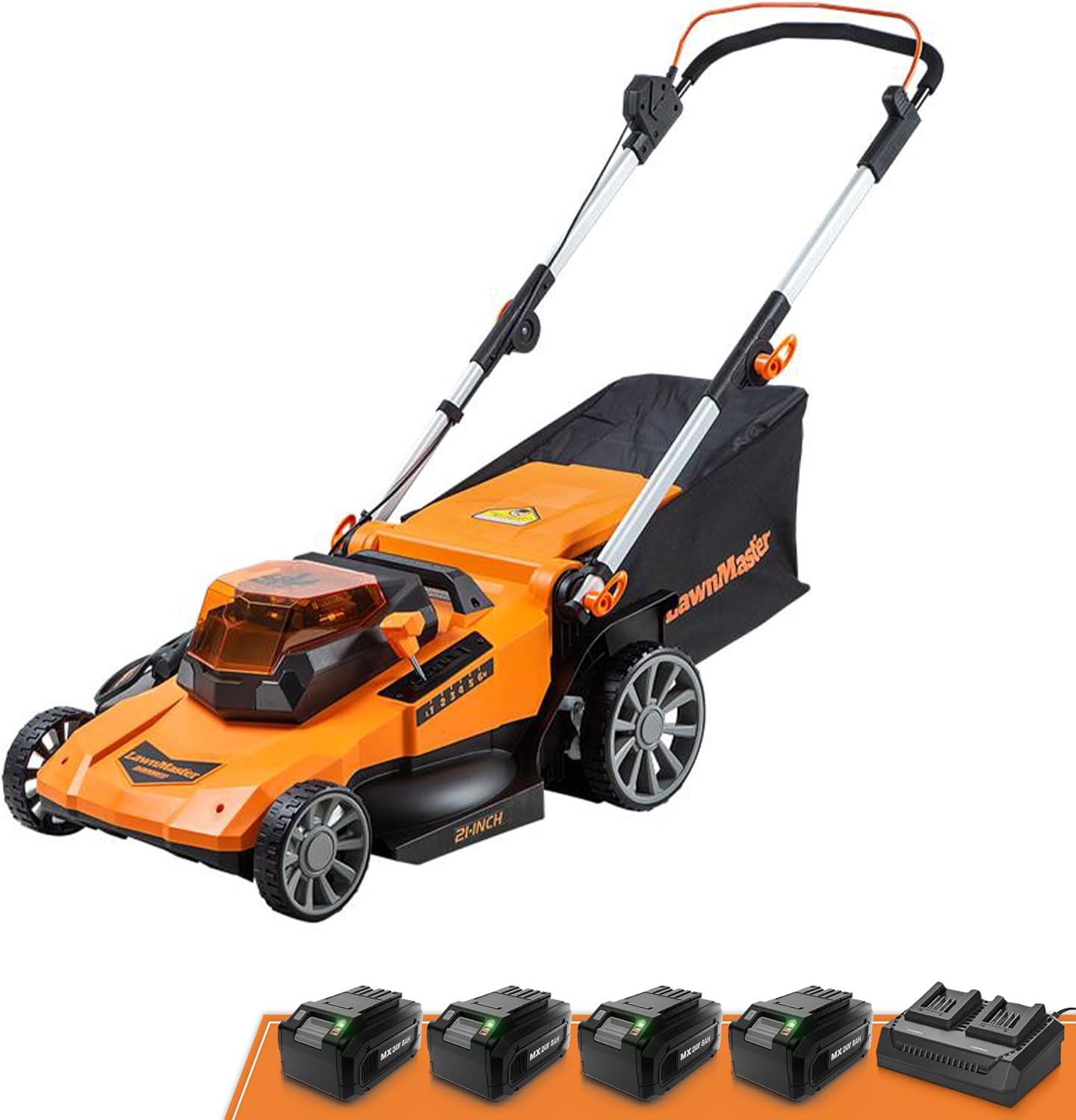 LawnMaster Cordless 13-Inch Lawn Mower 24V Max with 2X4.0Ah Battery and a Charger