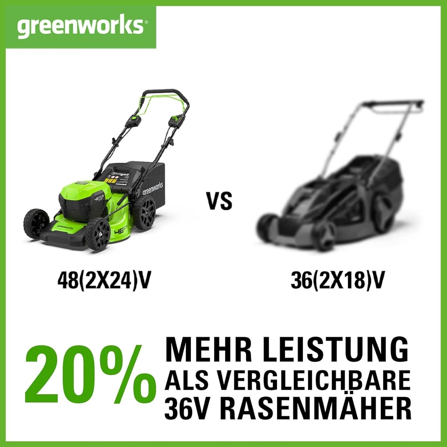Greenworks 48V (2x24V) Selbstfahrender Akku Rasenmher für groe Flchen bis zu 480m, 46cm Schnittbreite, 55L Sack PLUS zwei 4Ah-Akkus und Doppelladegert GD24X2LM46SPK4X