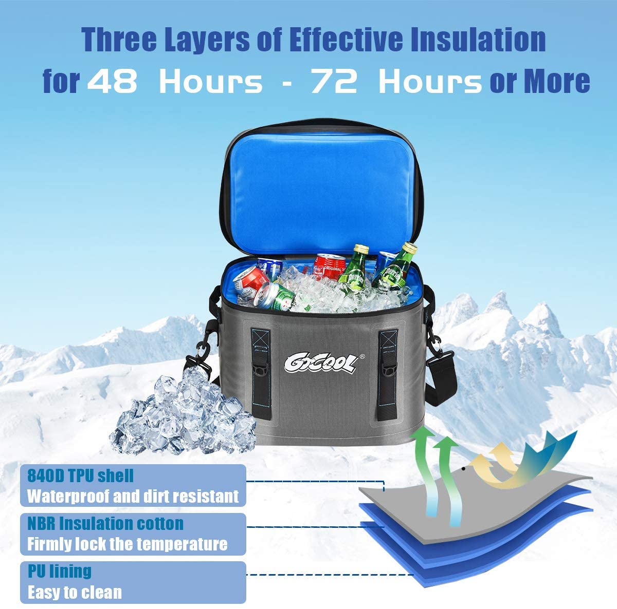 30-Can Portable Cooler Bag, Insulated Soft Camping Cooler