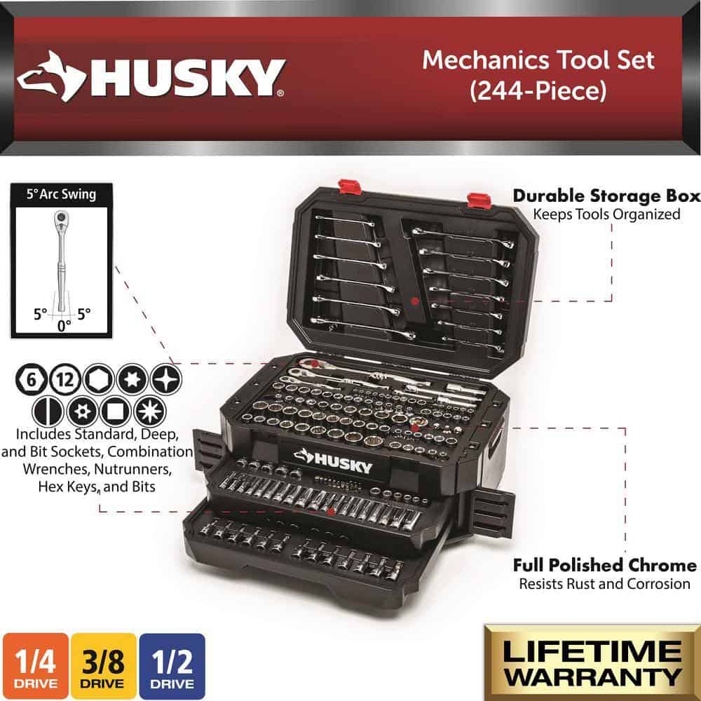 1/4 in., 3/8 in. and 1/2 in. 72-Tooth Ratchet Mechanics Set with Chest (244-Piece)