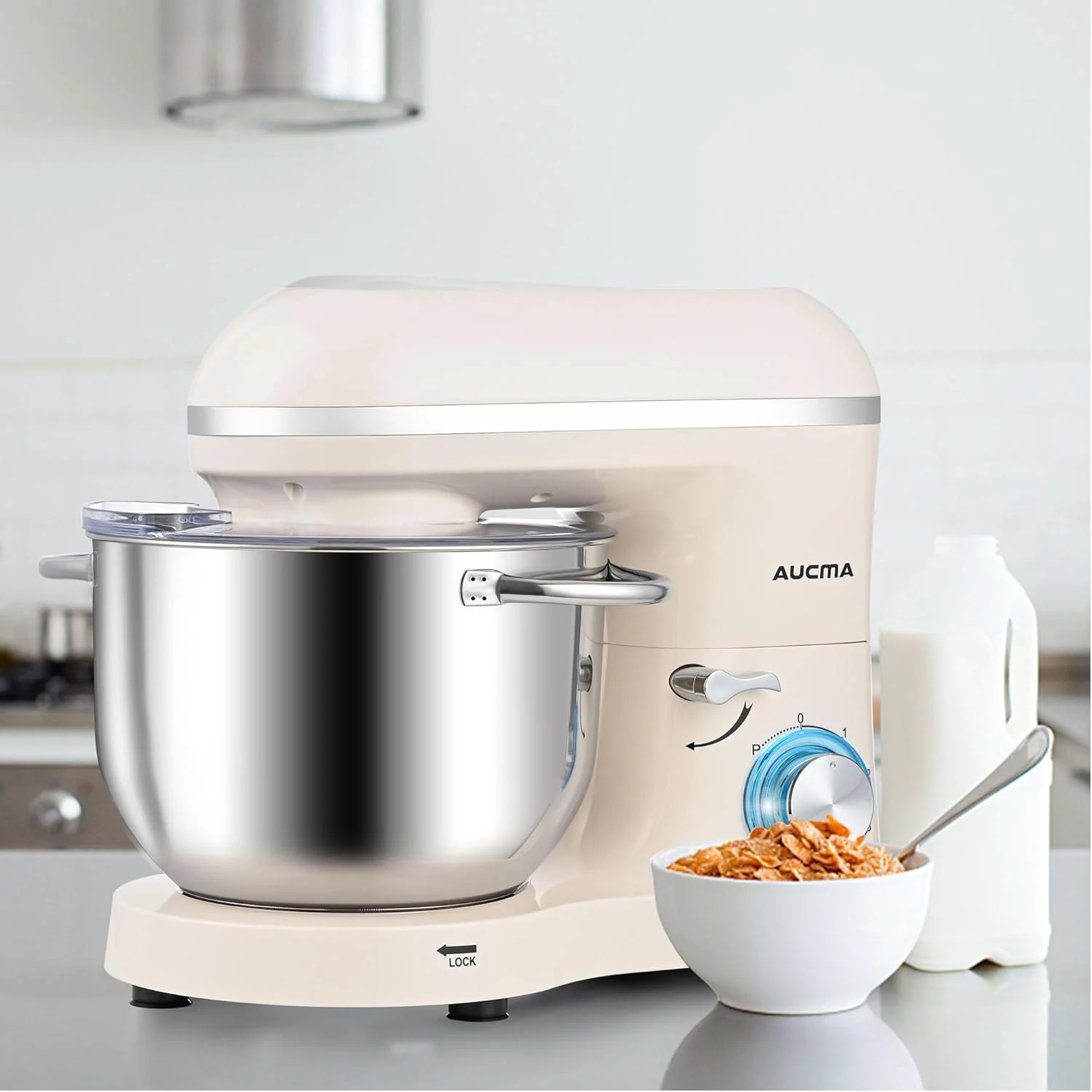 Aucma Stand Mixer,6.5-QT 660W 6-Speed Tilt-Head Food Mixer, Kitchen Electric Mixer with Dough Hook