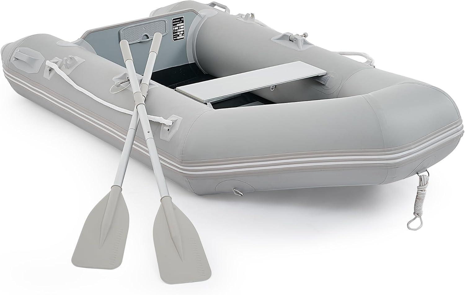 CREWORKS 7.5ft Inflatable Dinghy Boat, 2 Person 660lb Transom Sport Tender Boat with Pump Aluminum Oars Floor, Heavy Duty Inflatable Raft Kayak for Adults