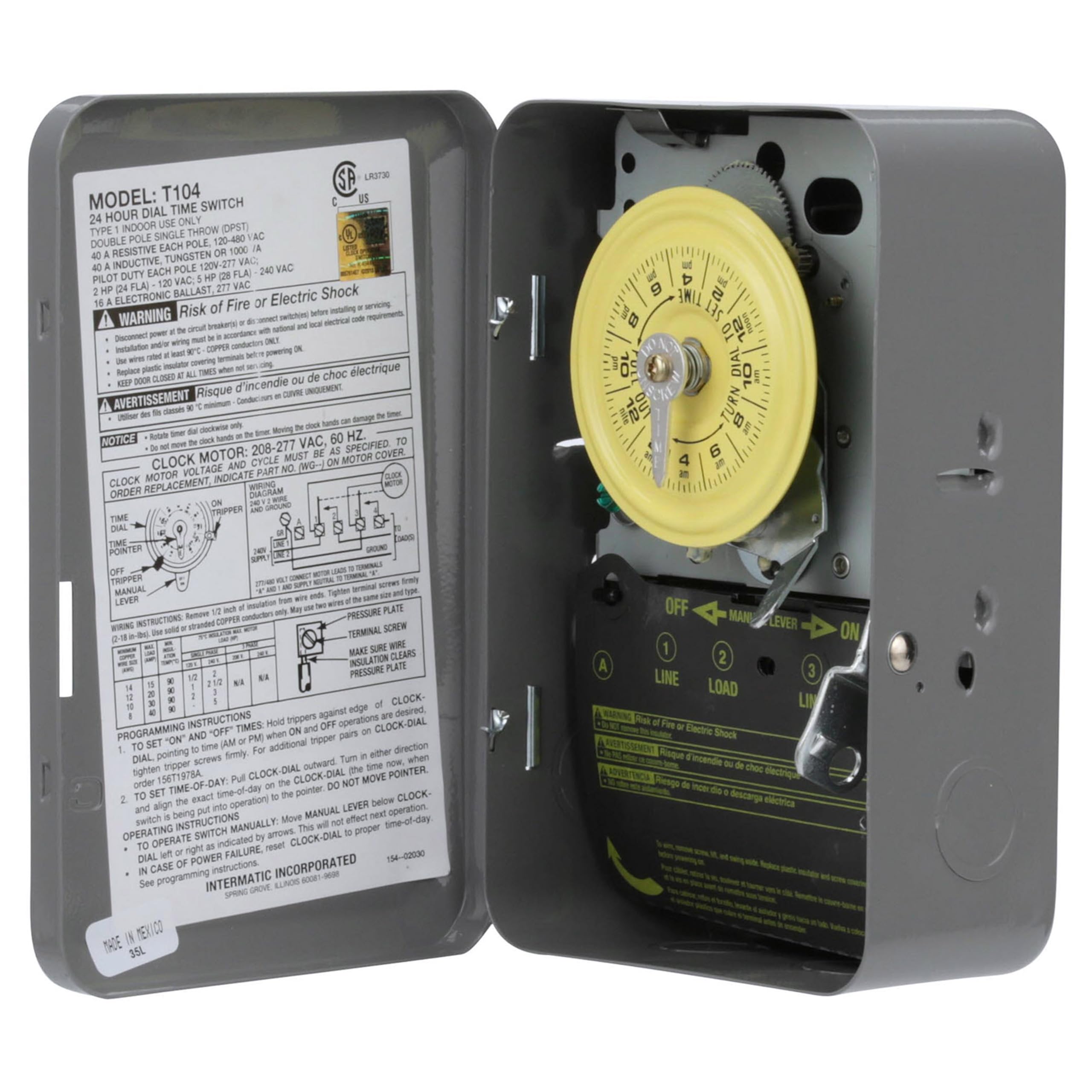 Intermatic T104 Electromechanical Timer Switch - 40A Load Capacity
