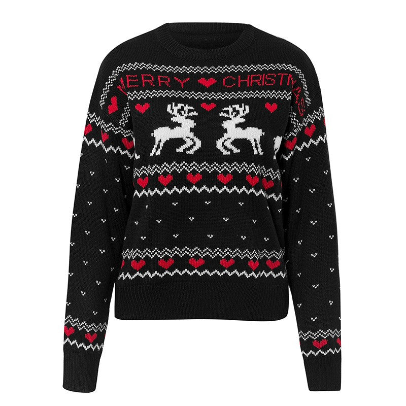 Noel Elk Heart Christmas Knit Sweater