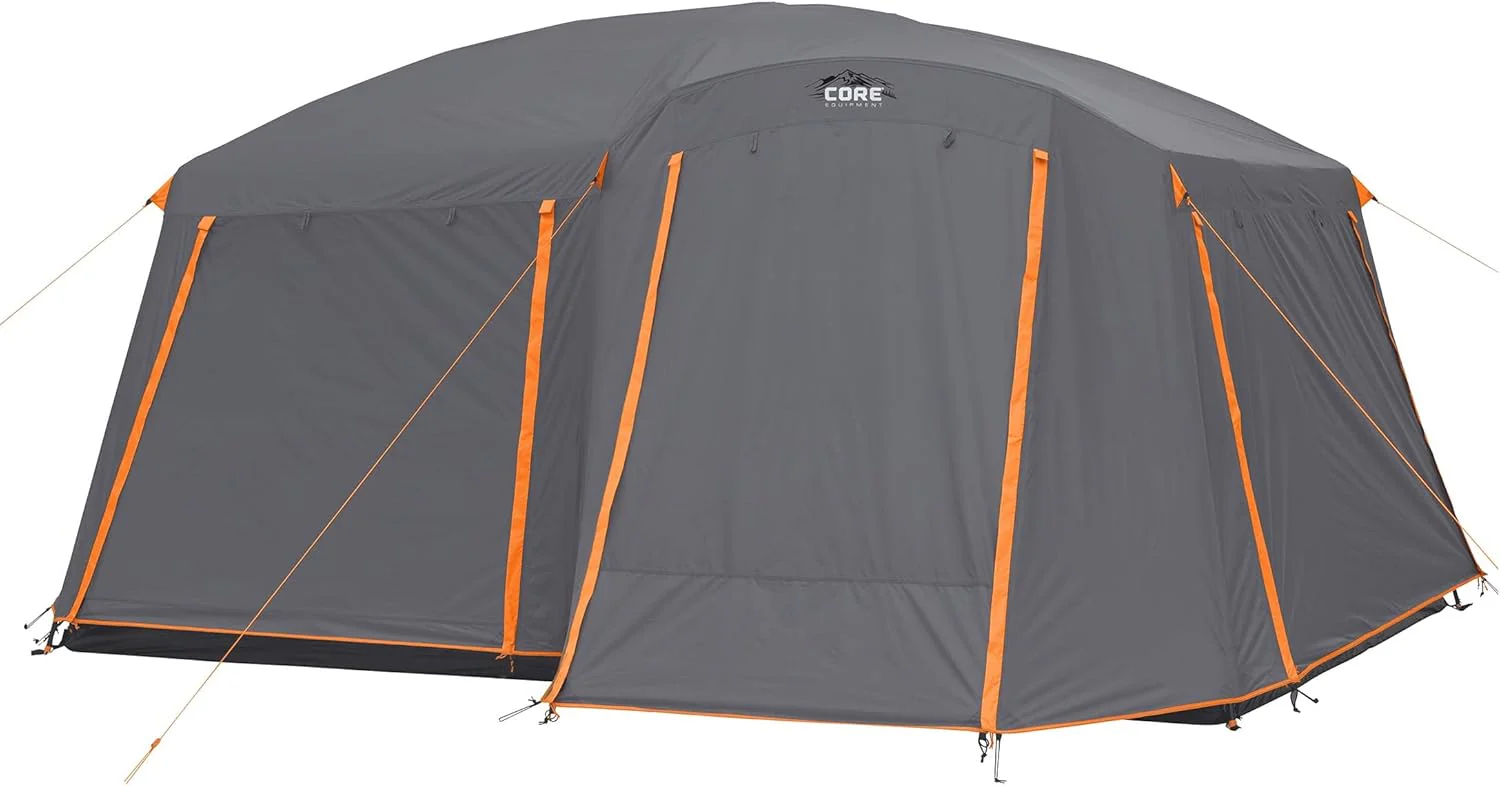 Straight Wall Cabin Tents | 10 Person / 11 Person / 12 Person Large Multi Room Family Tents for Car Camping & Outdoor Adventures