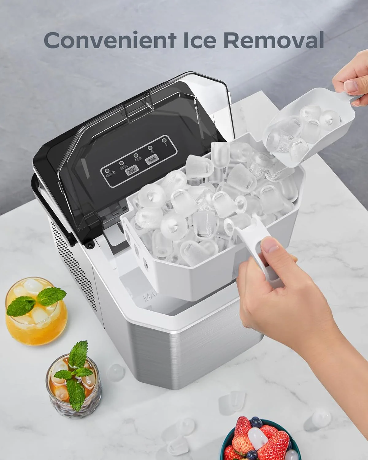 Nugget Ice Maker Countertop Pebble Ice Maker with Soft Chewable Ice