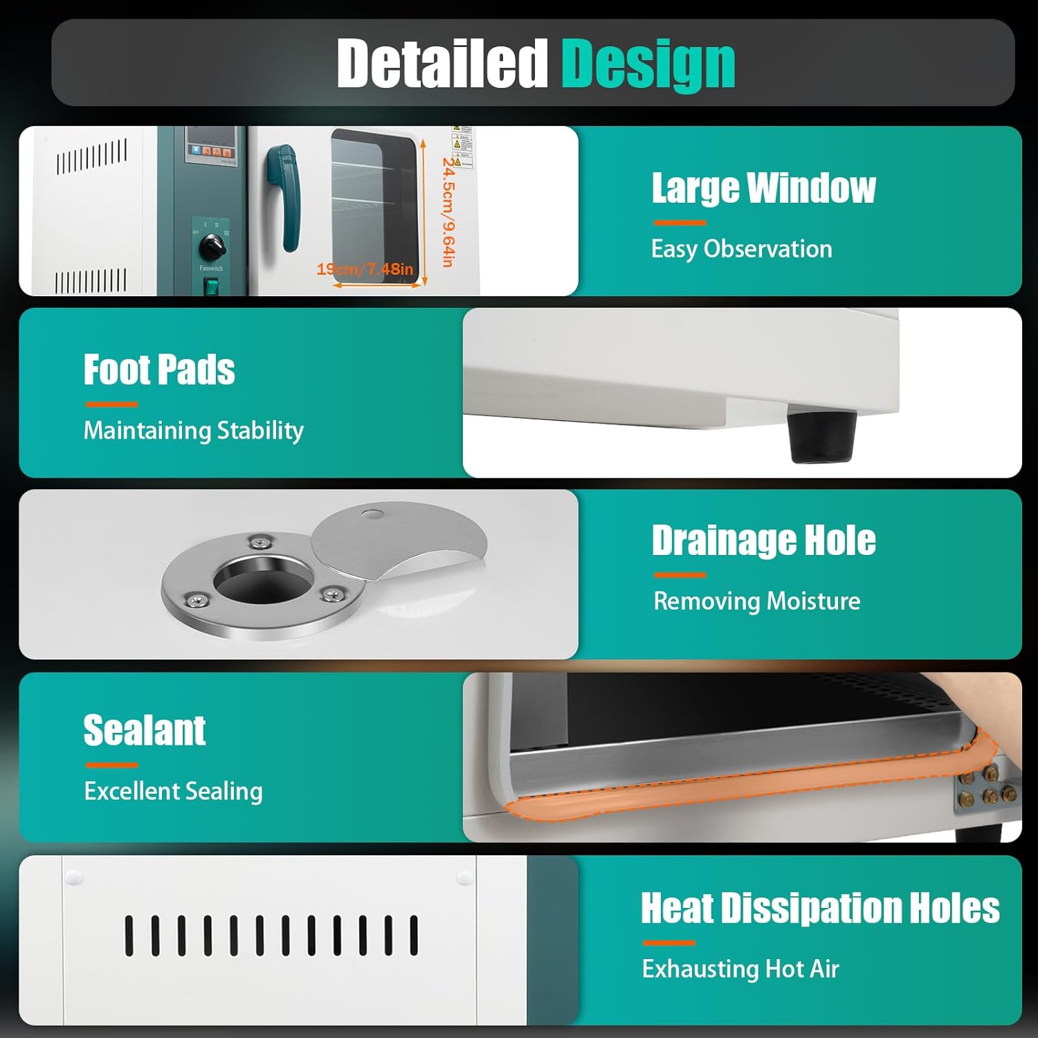 110V 1000W Horizontal Electric Blast Drying Oven 45L/12Gal Lab Forced Air Convection Drying Oven with Intelligent Temperature Controller for Industrial, Schools, Research Institutes