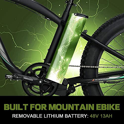 2025 750W Electric Bike 26′′ Fat Tire Adult Electric Bicycles 48V 13AH Removable Lithium Battery Ebike with Suspension Fork Aluminium Frame Beach Snow Mountain E-Bike for Adults