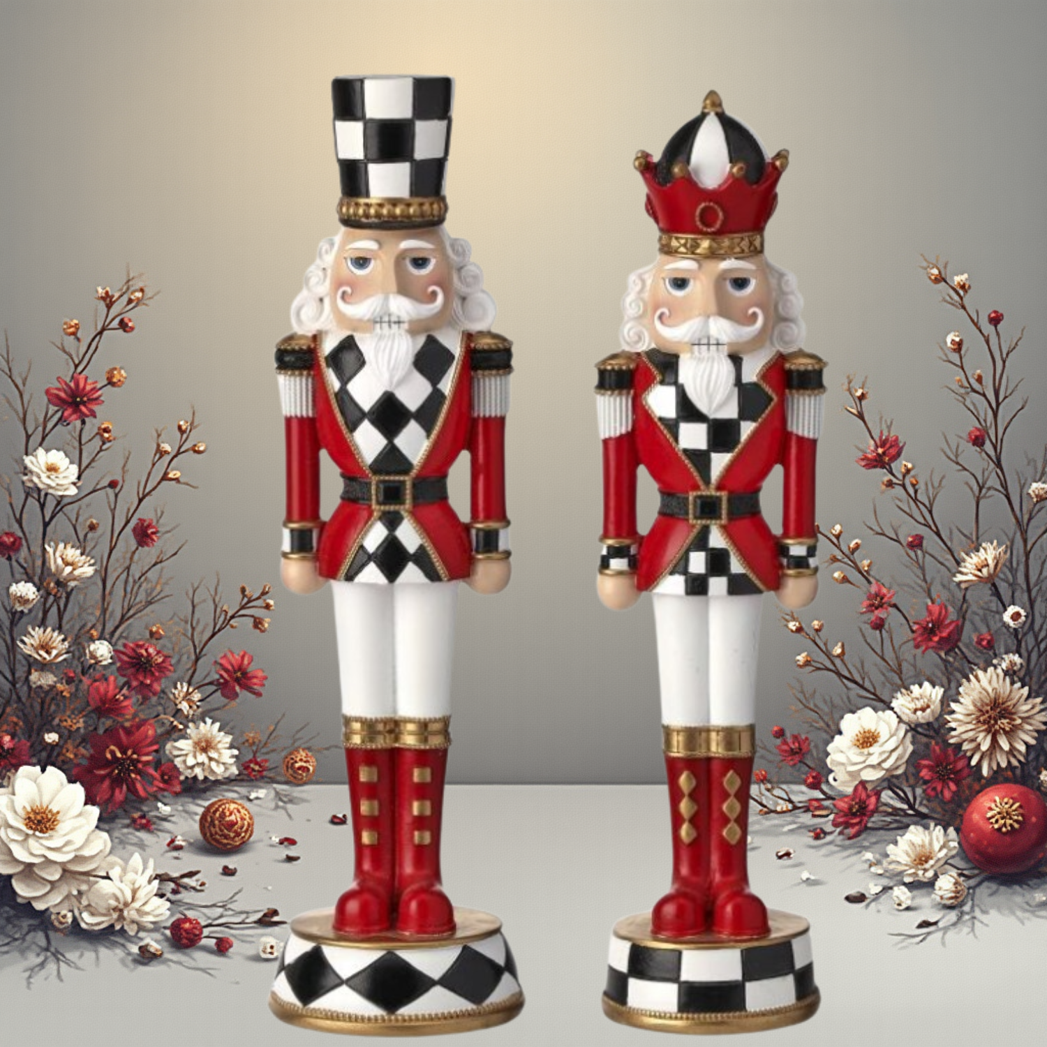 2025 Regency Black, White Checkered Nutcracker on Base MTX73310