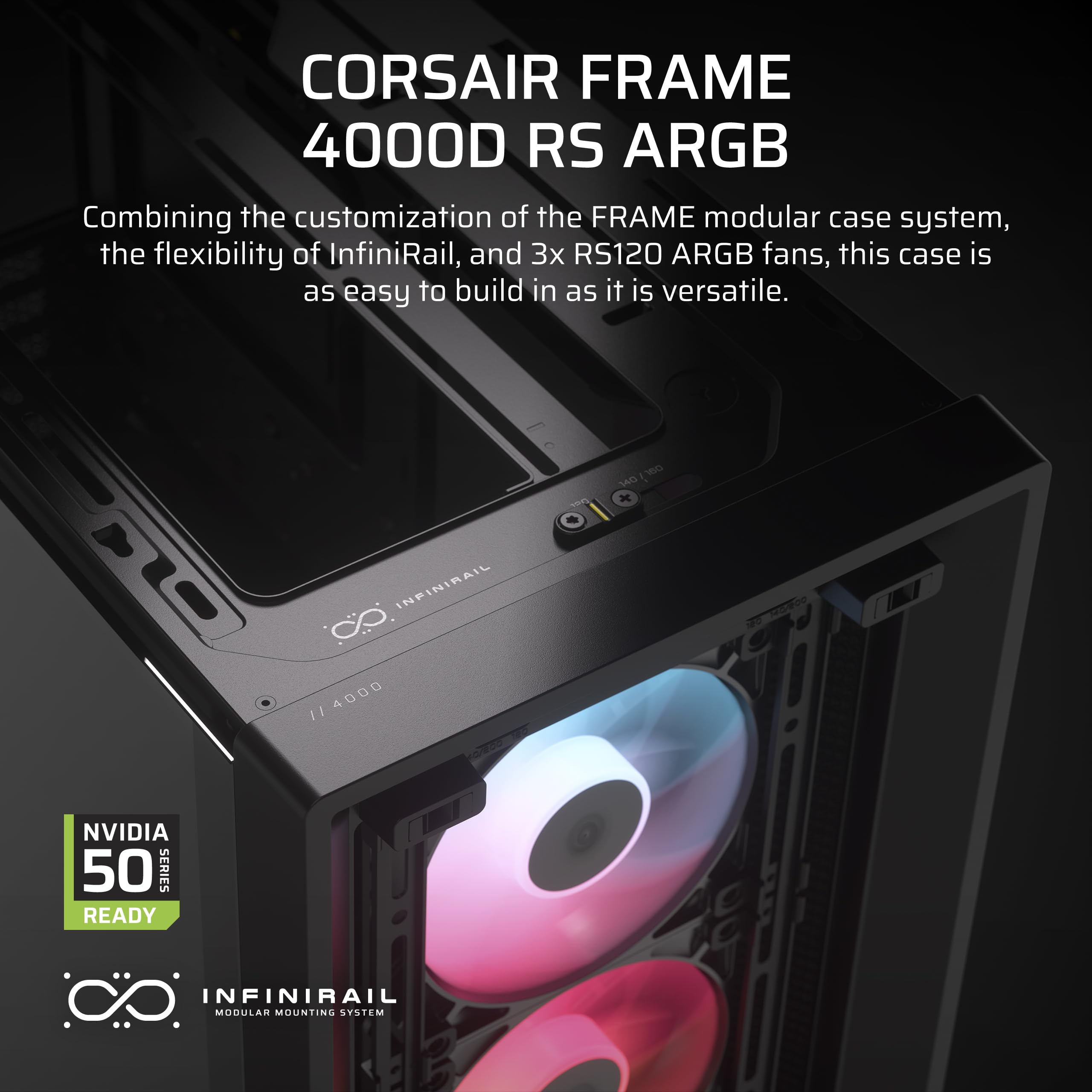 CORSAIR 4000D RS ARGB Frame Modular Mid-Tower ATX PC Case